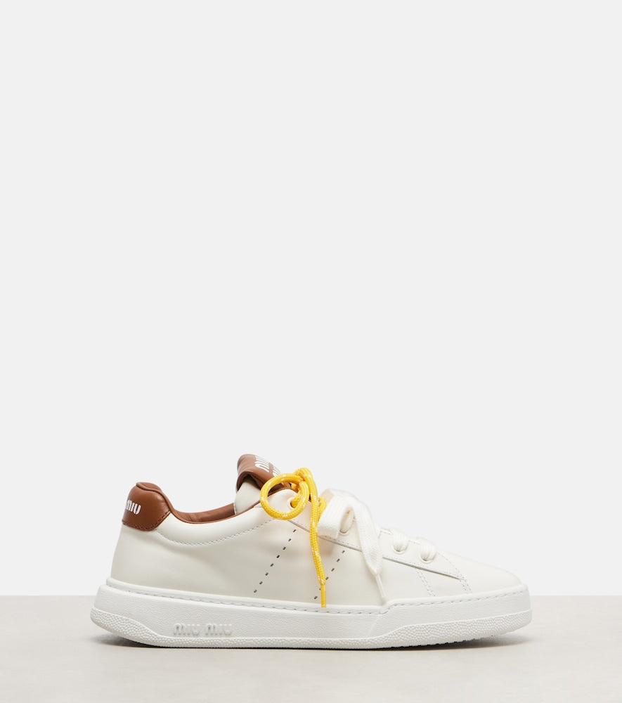 White Miu Miu Logo leather sneakers - Low-Top Sneakers
