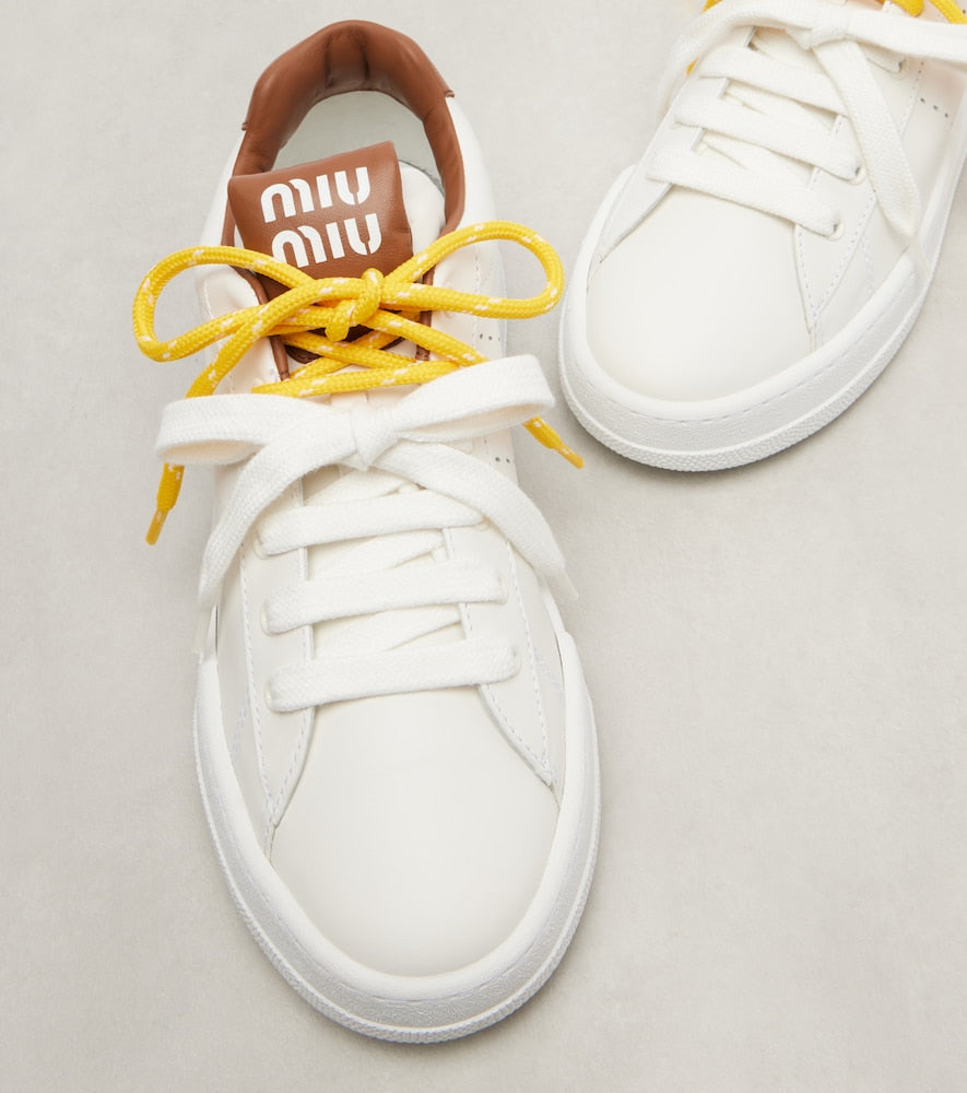 White Miu Miu Logo leather sneakers - Low-Top Sneakers