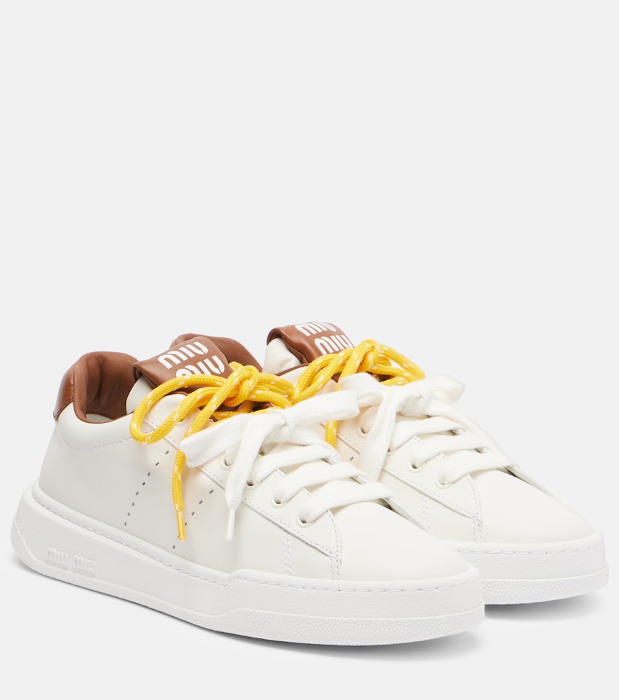 White Miu Miu Logo leather sneakers - Low-Top Sneakers