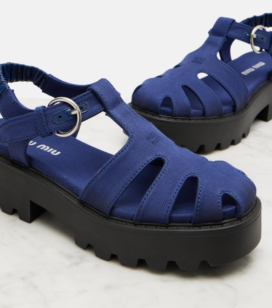 Miu Miu Platform slingback sandals - Blue Flat Sandals