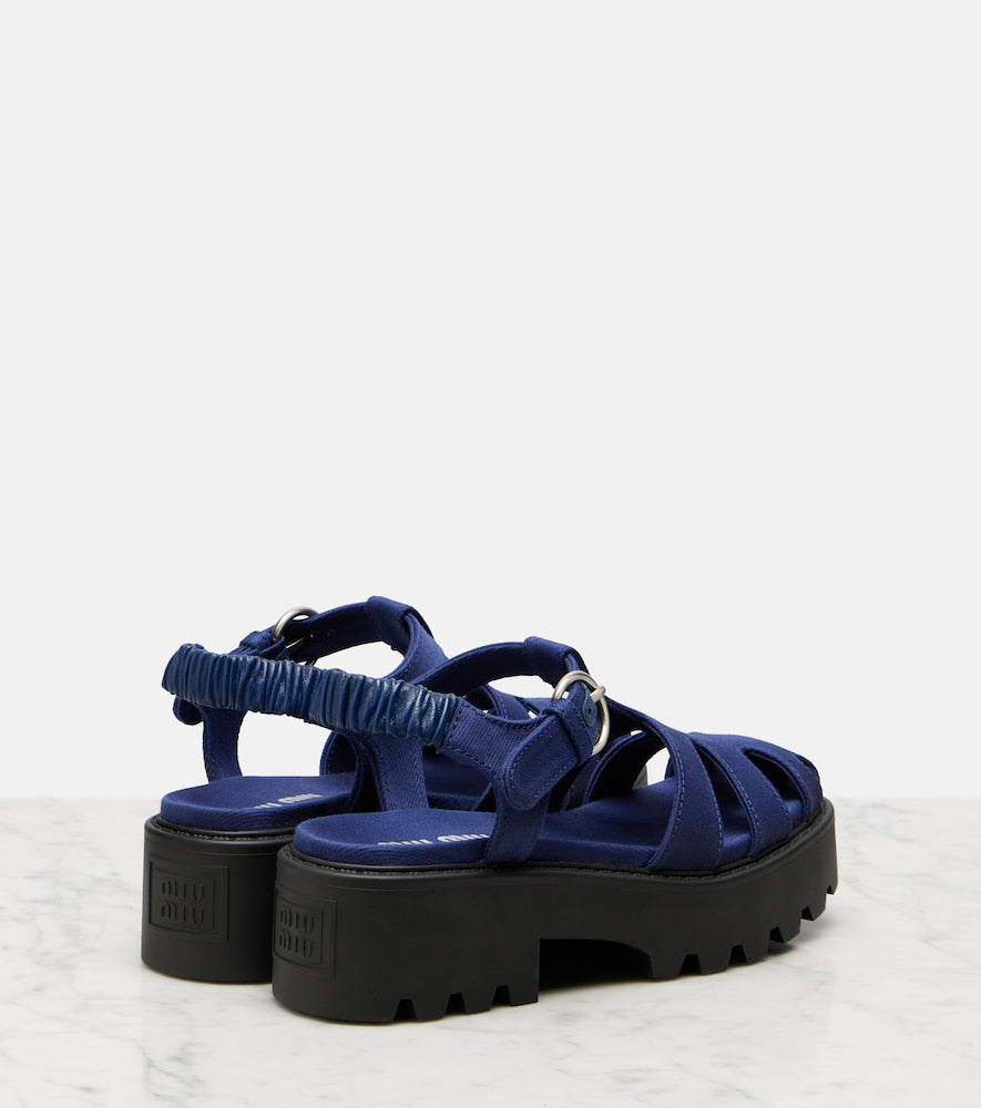 Miu Miu Platform slingback sandals - Blue Flat Sandals