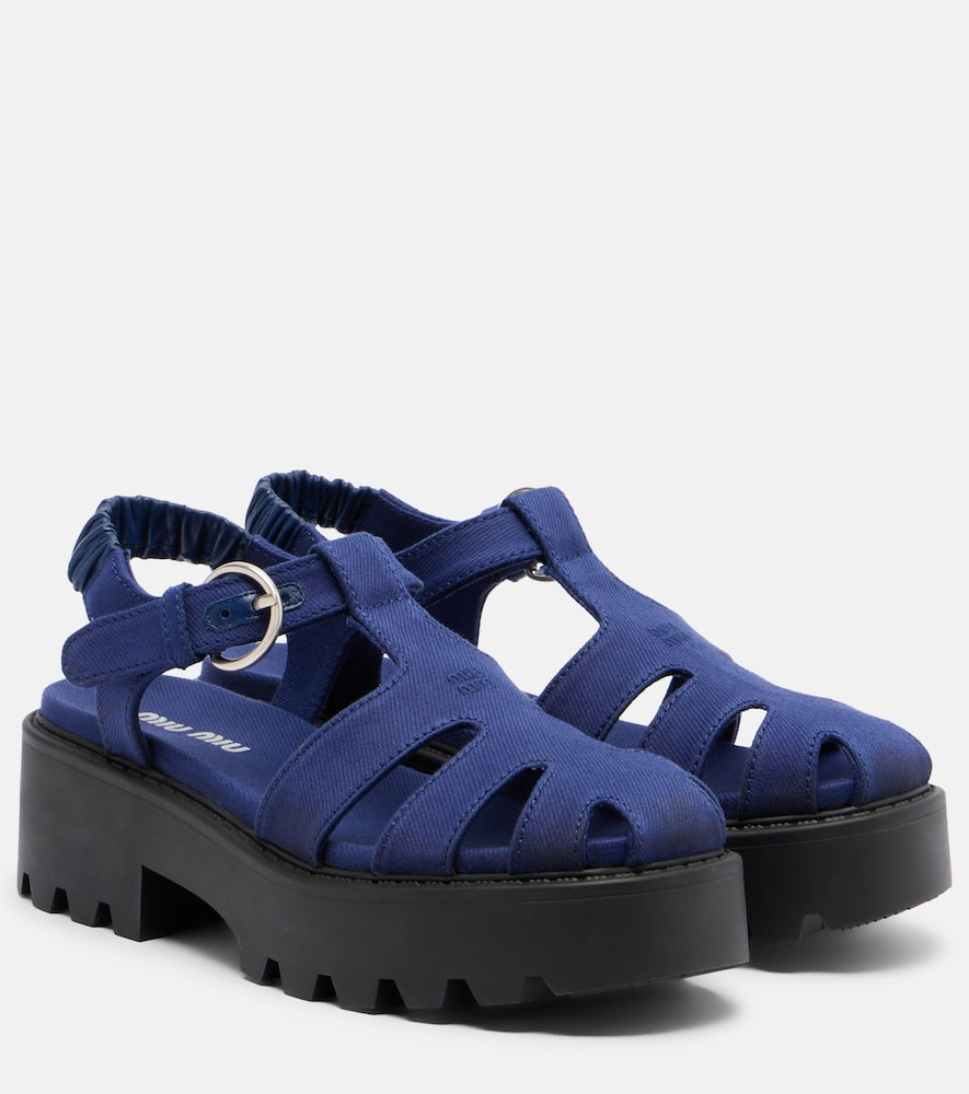 Miu Miu Platform slingback sandals - Blue Flat Sandals
