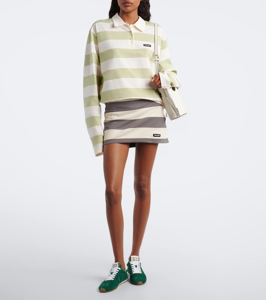 Miu Miu Plume leather-trimmed suede sneakers (Green) - Low-Top Sneakers