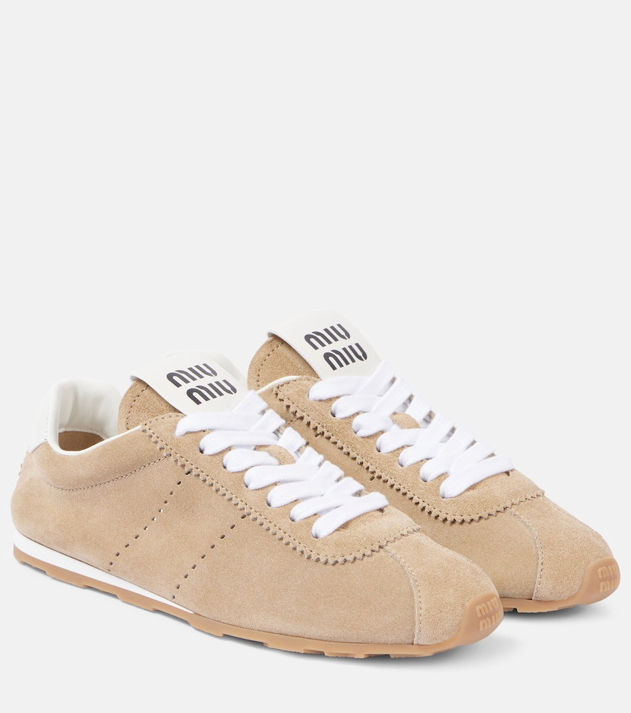 Beige Miu Miu Plume suede sneakers - Low-Top Sneakers