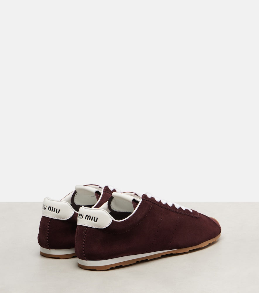 Burgundy Miu Miu Plume suede sneakers - Low-Top Sneakers