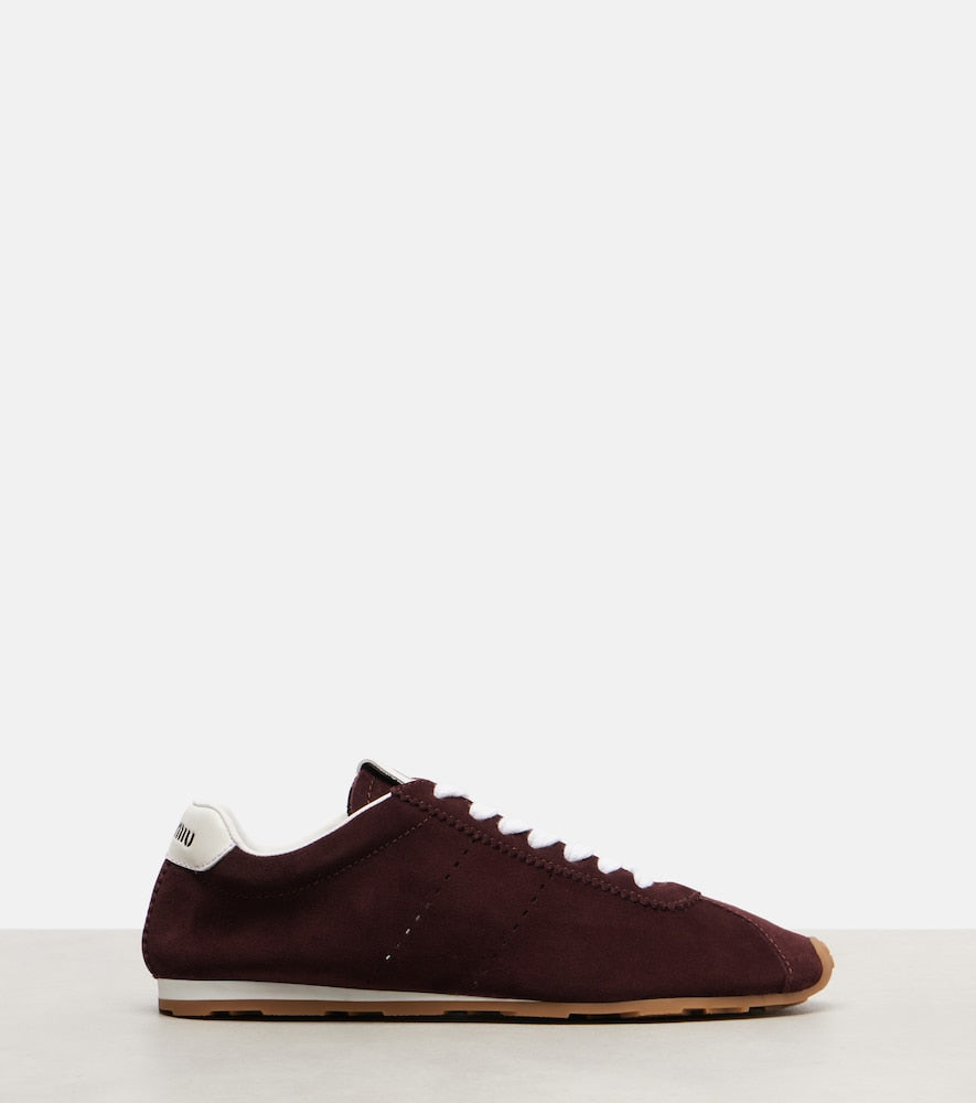 Burgundy Miu Miu Plume suede sneakers - Low-Top Sneakers