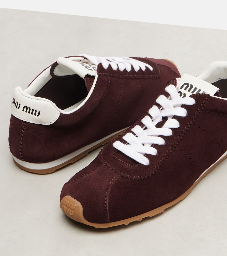 Burgundy Miu Miu Plume suede sneakers - Low-Top Sneakers