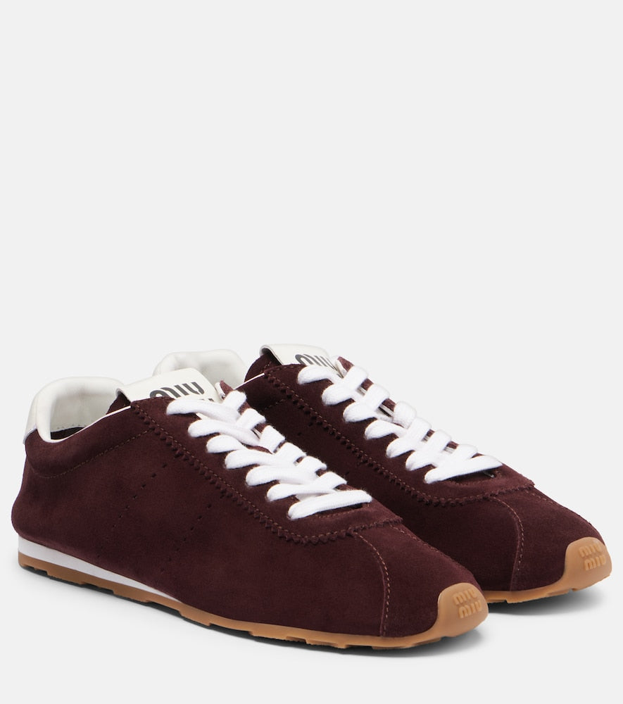 Burgundy Miu Miu Plume suede sneakers - Low-Top Sneakers