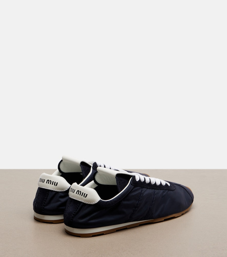 Miu Miu Plume suede-trimmed sneakers - Blue Low-Top Sneakers