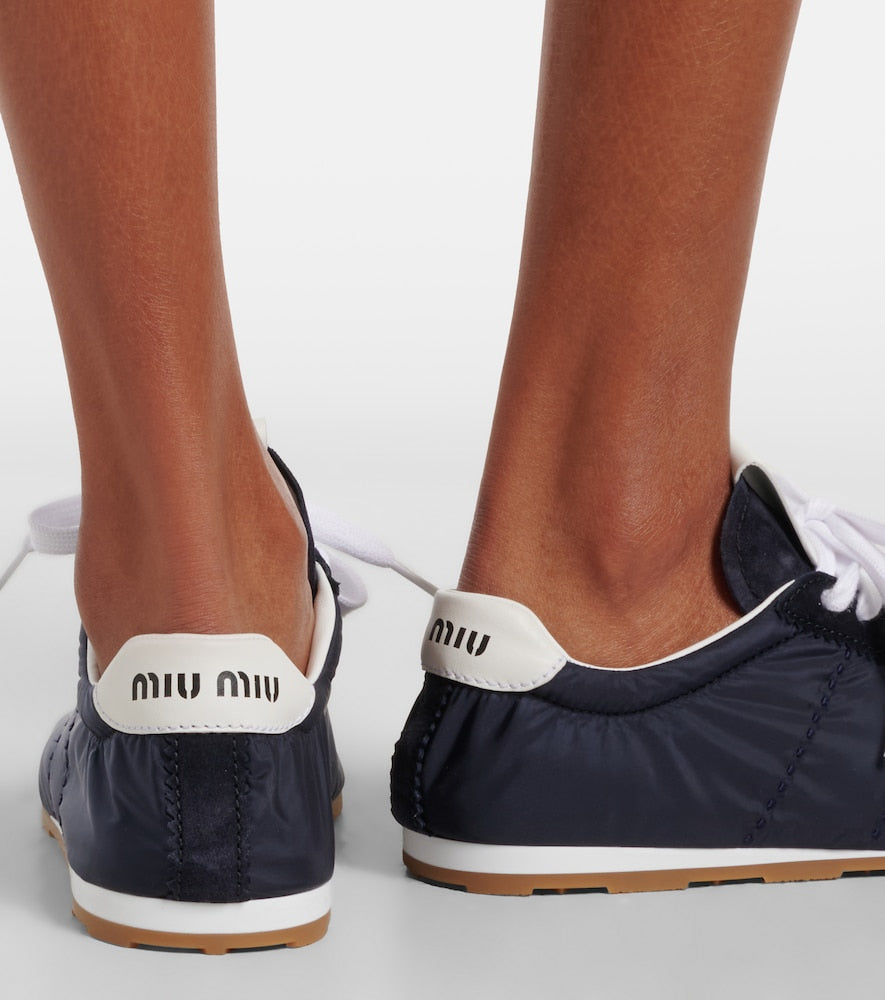 Miu Miu Plume suede-trimmed sneakers - Blue Low-Top Sneakers