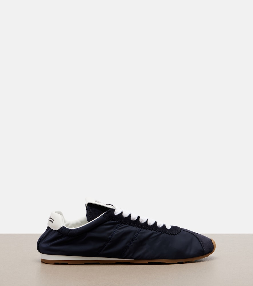 Miu Miu Plume suede-trimmed sneakers - Blue Low-Top Sneakers