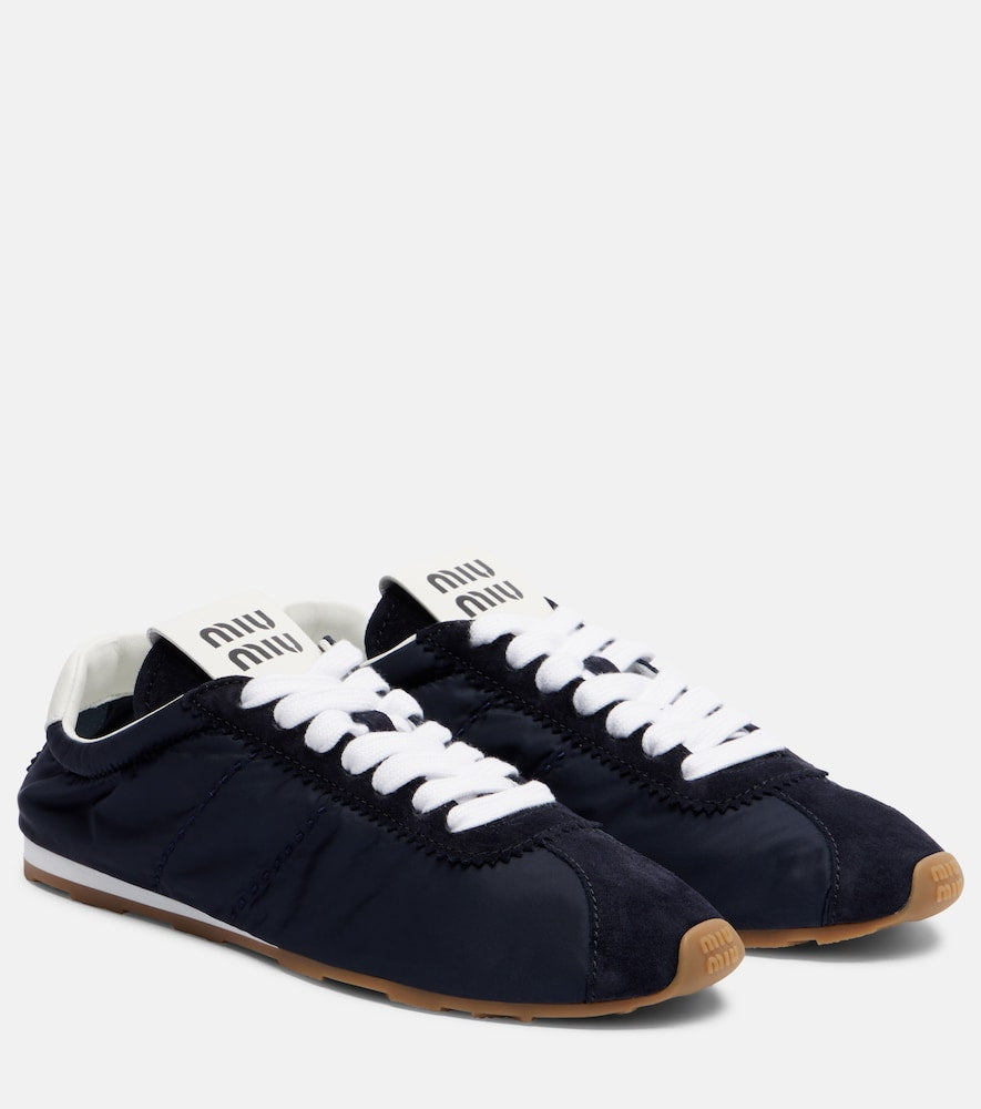 Miu Miu Plume suede-trimmed sneakers - Blue Low-Top Sneakers