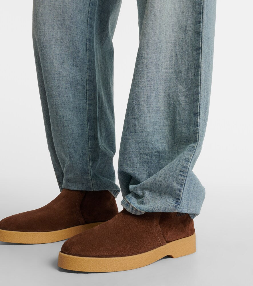 Miu Miu Shearling-lined suede boots - Brown Flat Boots