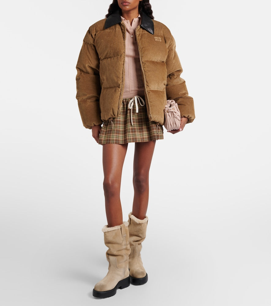 Miu Miu Shearling-lined suede knee-high boots (Beige) - Flat Boots