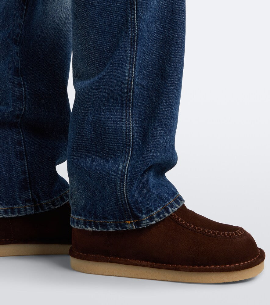 Miu Miu Shearling-lined suede lace-up boots - Brown Flat Boots
