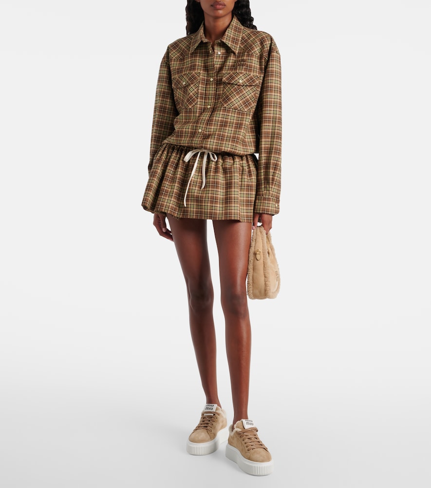 Miu Miu Shearling-lined suede platform sneakers - Brown Low-Top Sneakers