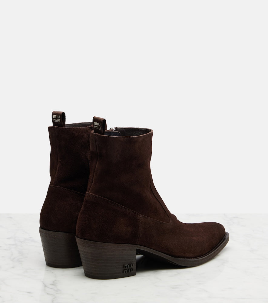 Miu Miu Suede ankle boots - Brown Mid Heel Boots