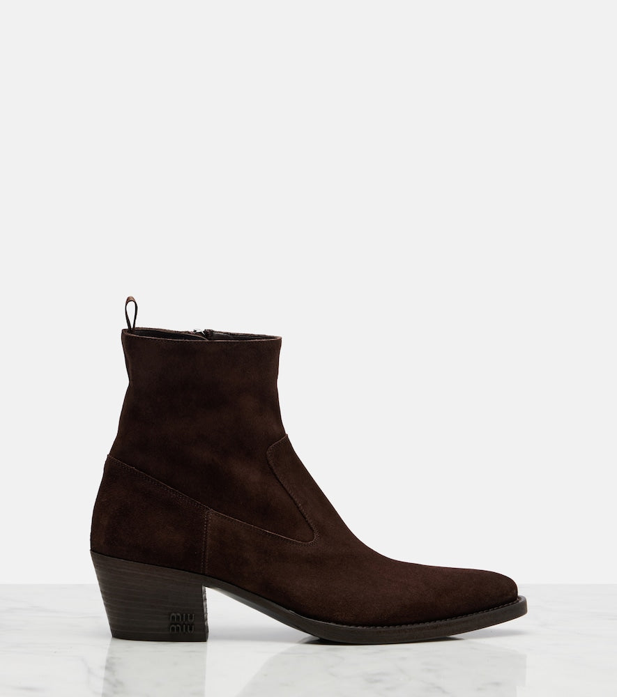 Miu Miu Suede ankle boots - Brown Mid Heel Boots