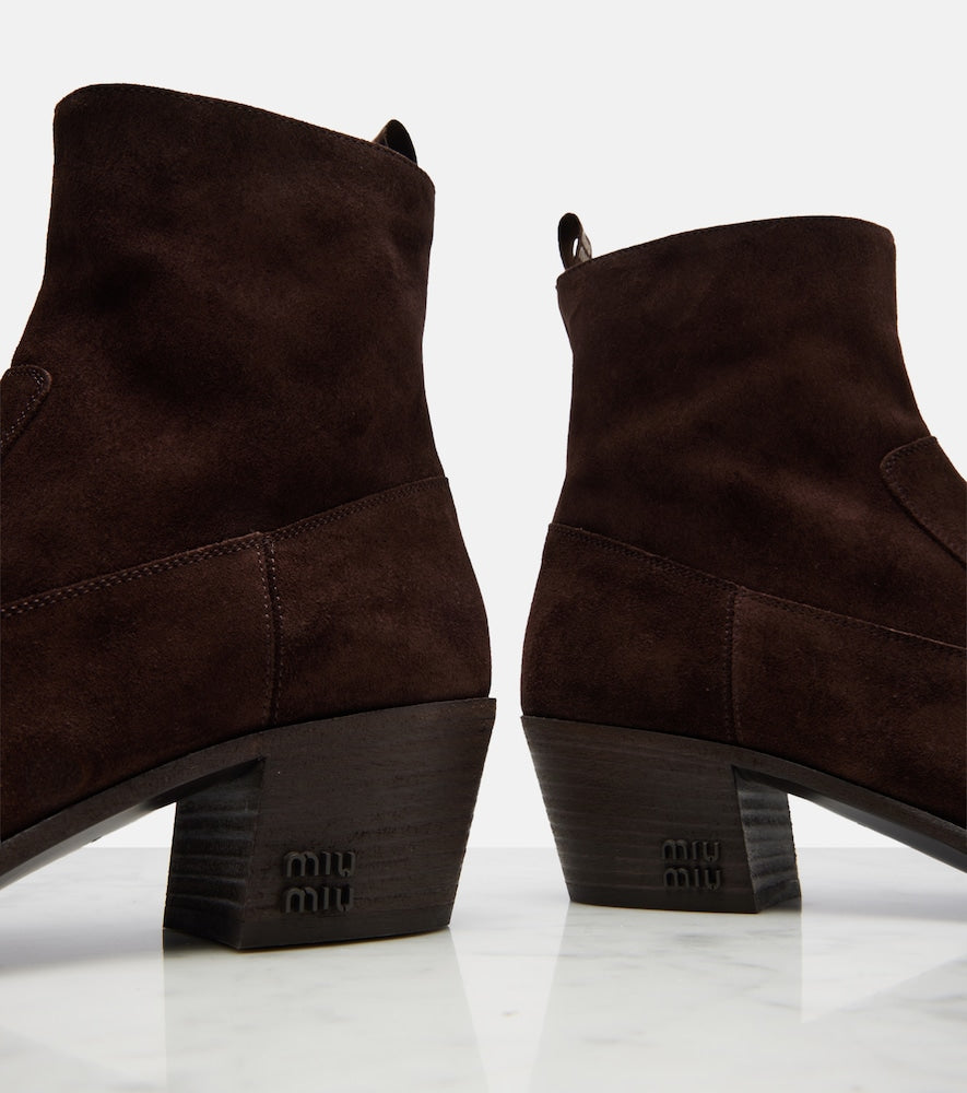 Miu Miu Suede ankle boots - Brown Mid Heel Boots