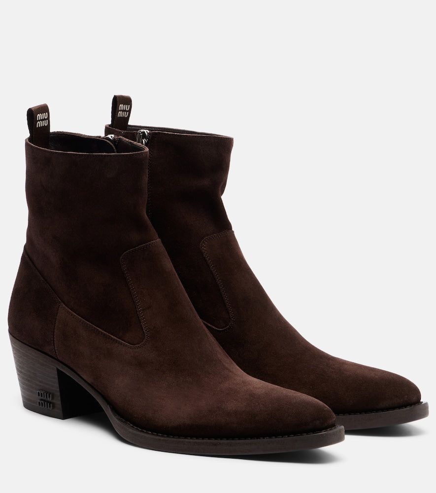 Miu Miu Suede ankle boots - Brown Mid Heel Boots