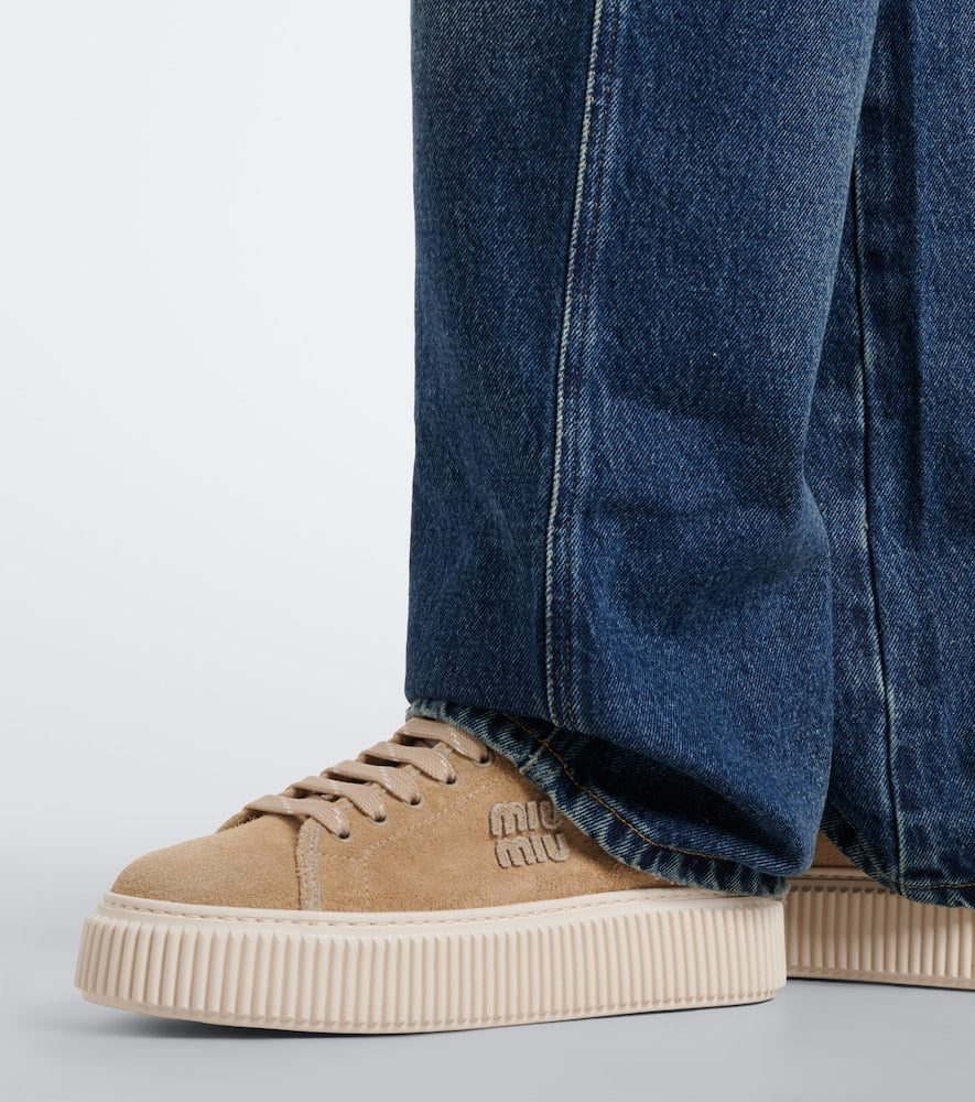 Miu Miu Suede platform sneakers - Beige Low-Top Sneakers