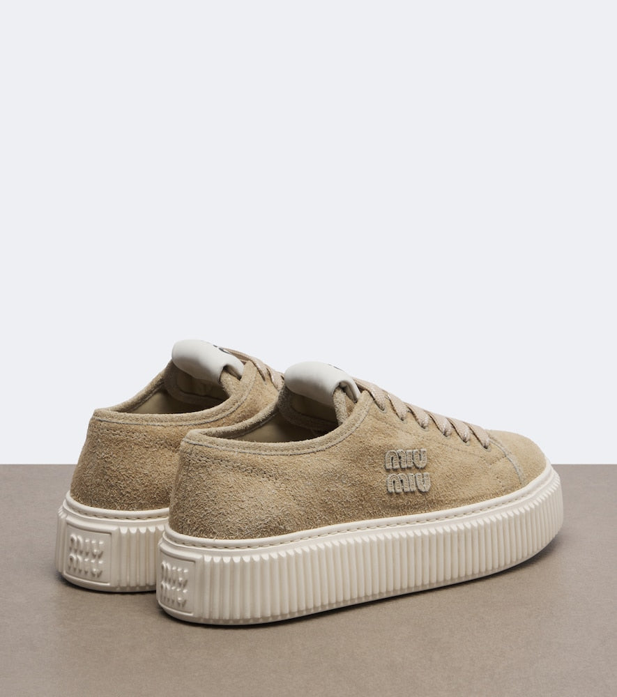 Miu Miu Suede platform sneakers - Beige Low-Top Sneakers