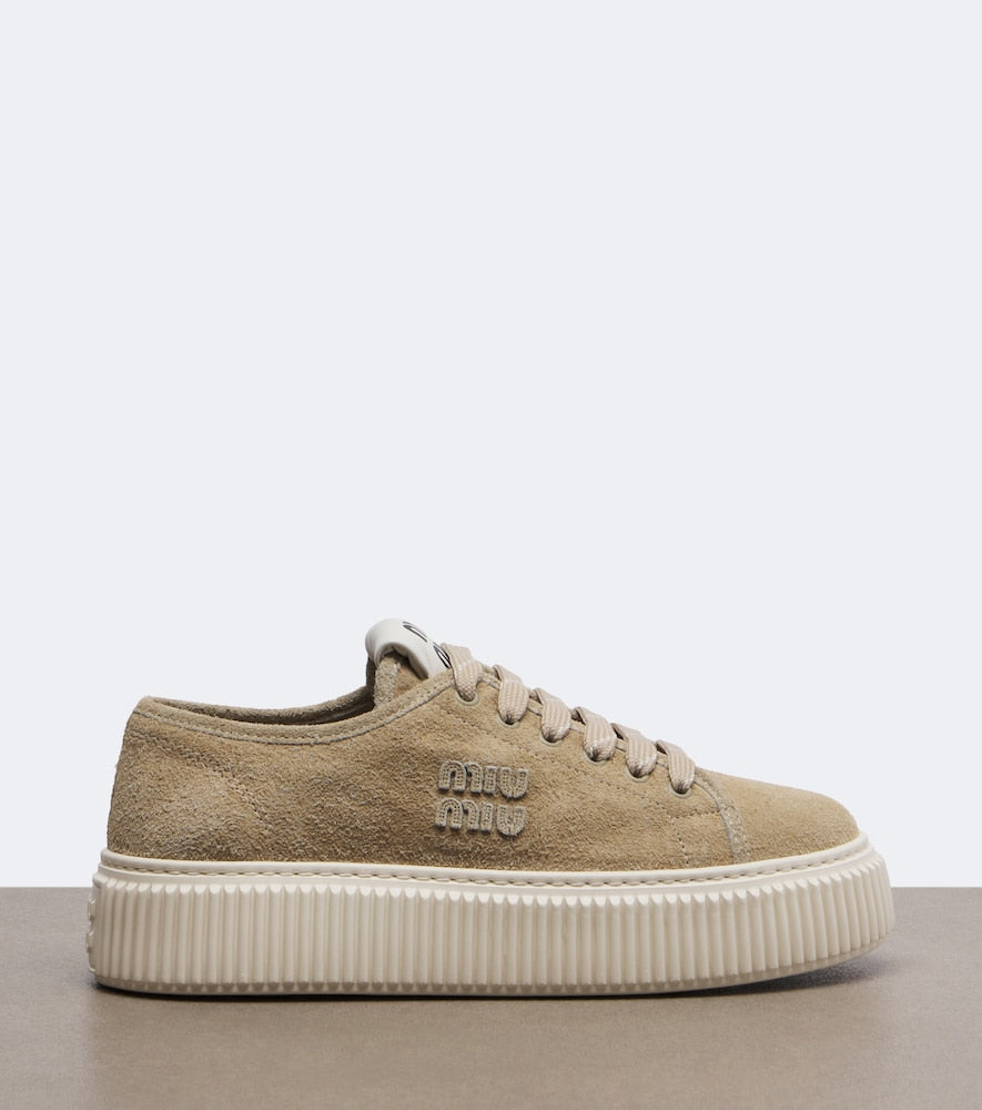 Miu Miu Suede platform sneakers - Beige Low-Top Sneakers
