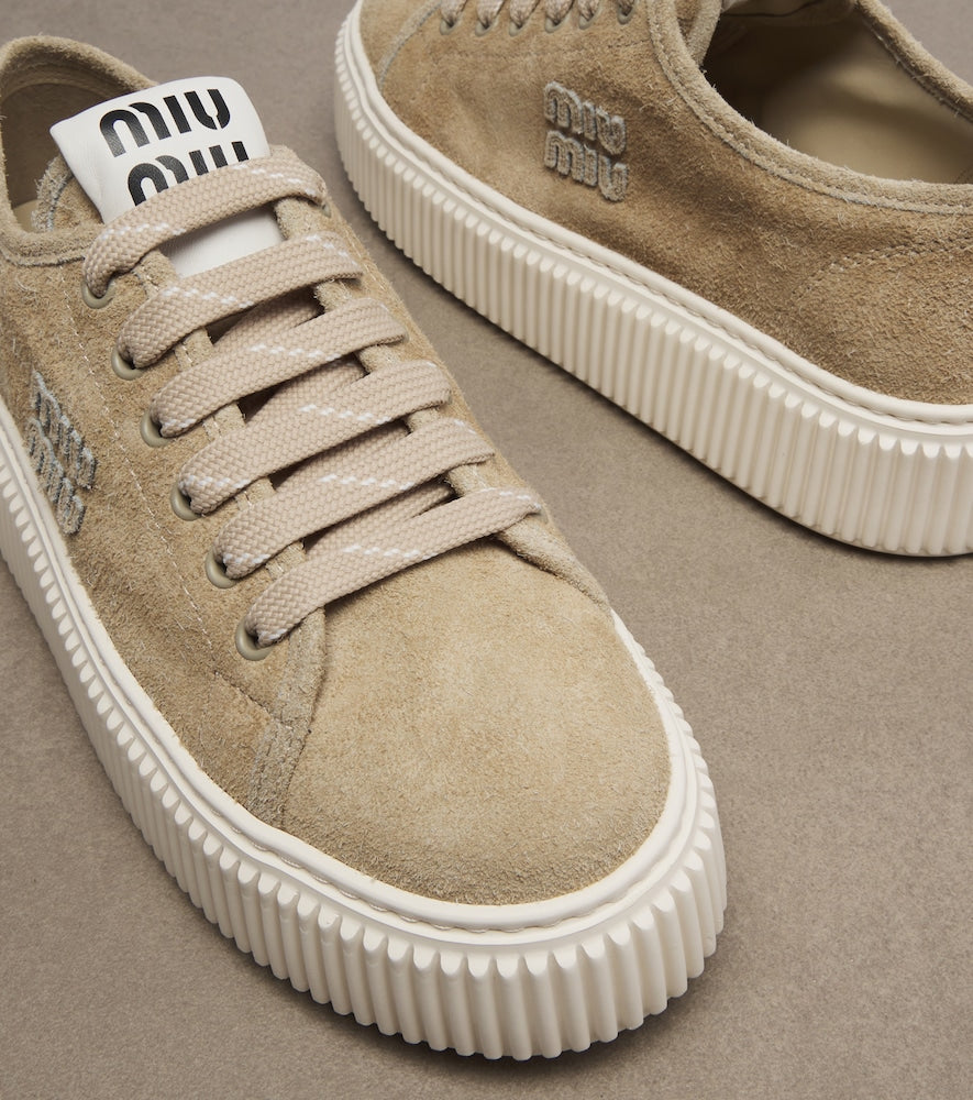 Miu Miu Suede platform sneakers - Beige Low-Top Sneakers