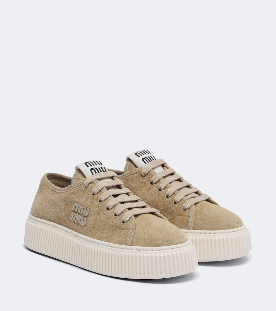 Miu Miu Suede platform sneakers - Beige Low-Top Sneakers