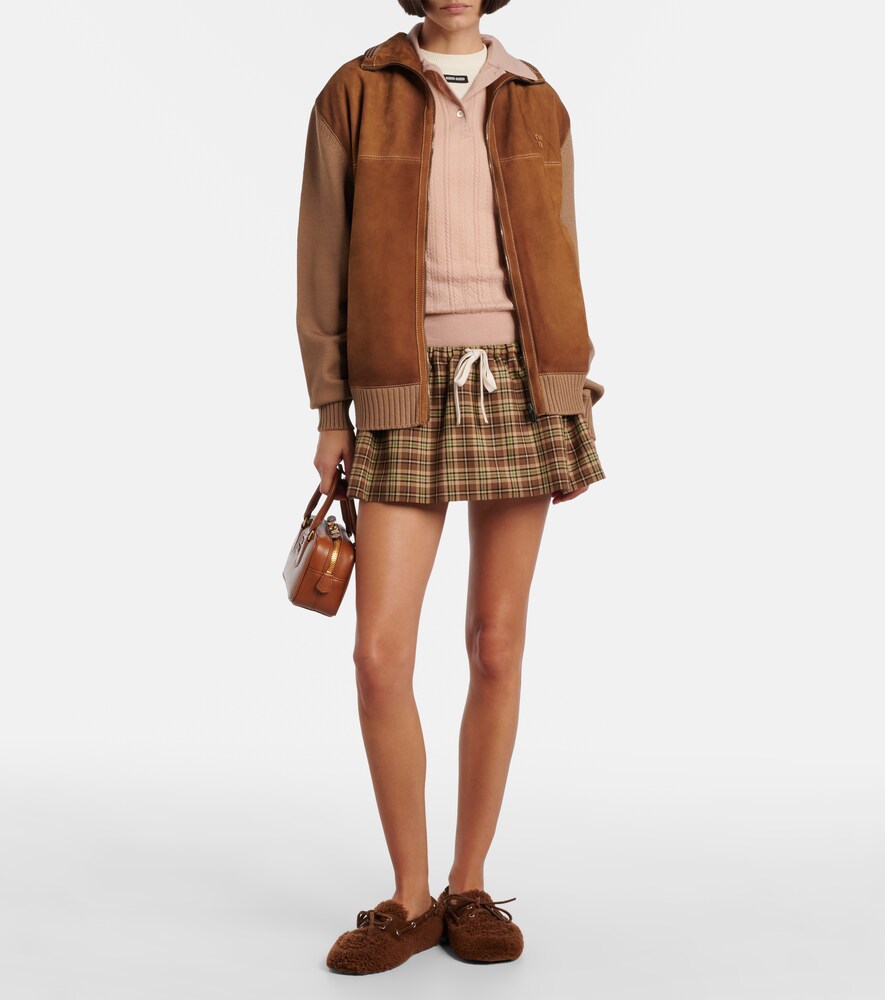 Miu Miu Suede-trimmed shearling boat shoes (Brown) - Ballerina Flats