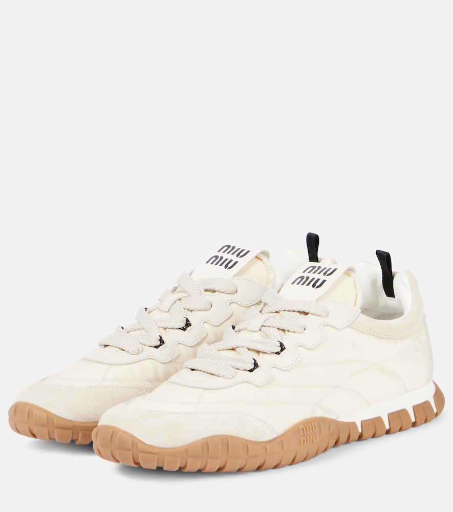 White Miu Miu Tyre suede-trimmed sneakers - Low-Top Sneakers
