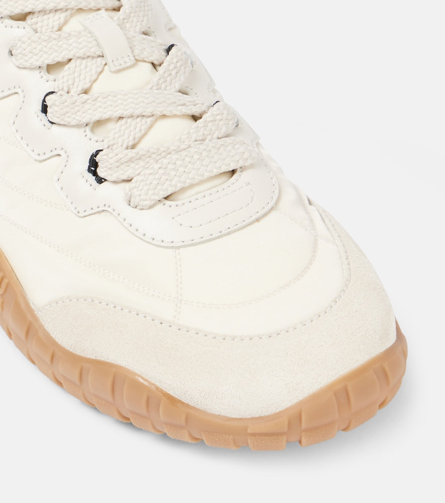 White Miu Miu Tyre suede-trimmed sneakers - Low-Top Sneakers