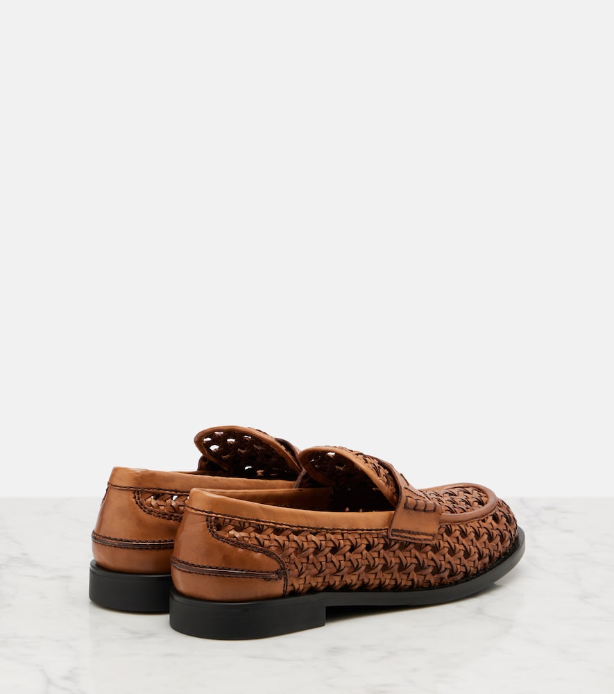 Miu Miu Woven leather penny loafers in Brown - Loafers