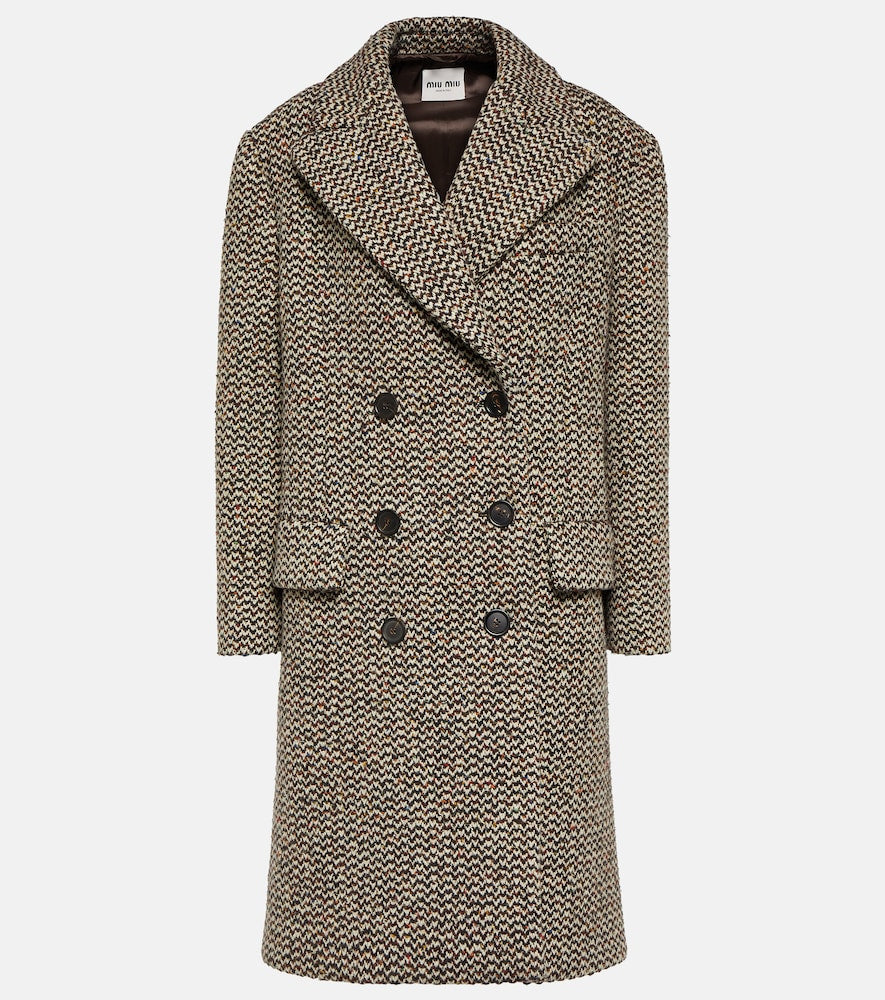 Miu Miu Wool and silk-blend boucl√É¬© coat - Miu Miu 羊毛真丝混纺圈圈呢大衣