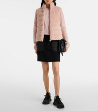 Moncler Down-paneled faux fur and wool cardigan