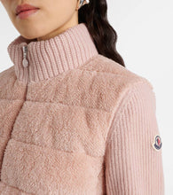 Moncler Down-paneled faux fur and wool cardigan