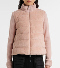 Moncler Down-paneled faux fur and wool cardigan
