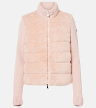 Moncler Down-paneled faux fur and wool cardigan