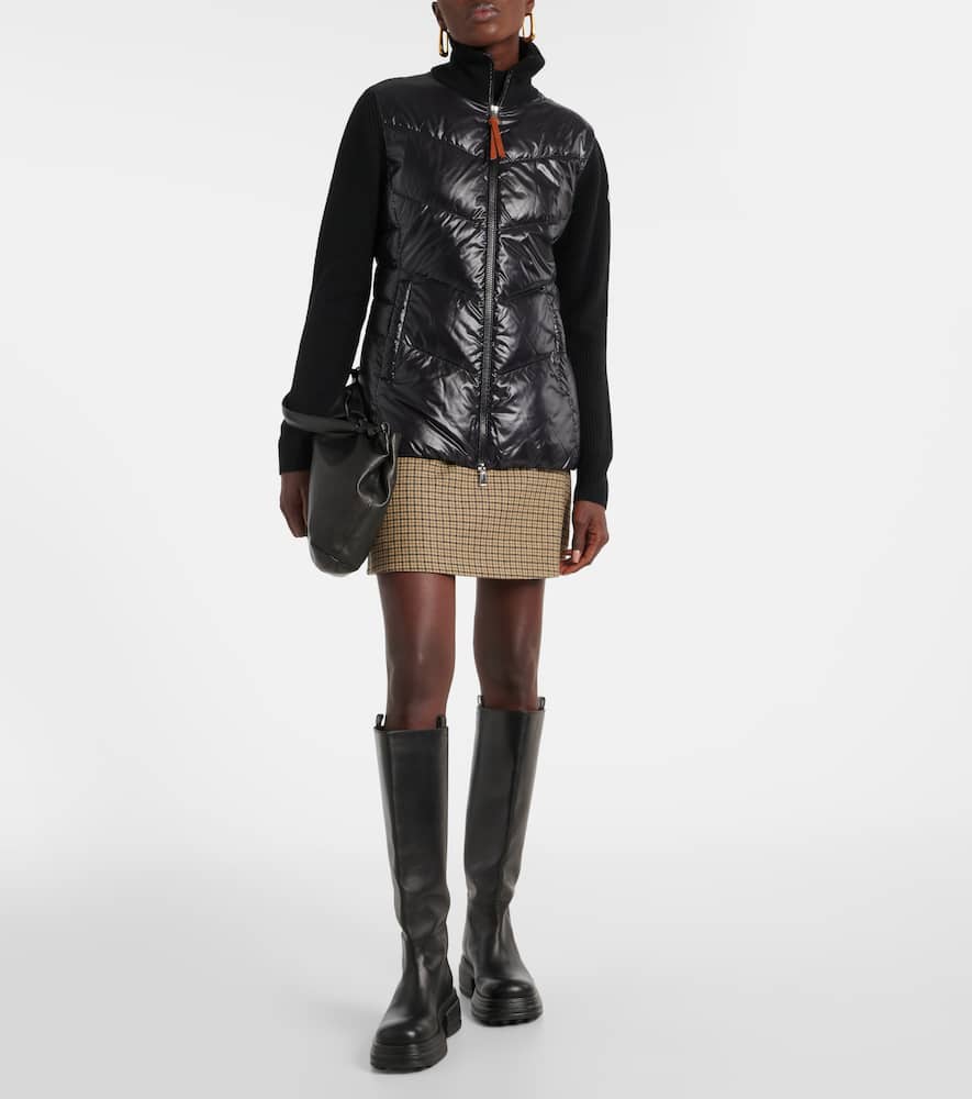 Moncler Down-paneled wool-trimmed cardigan