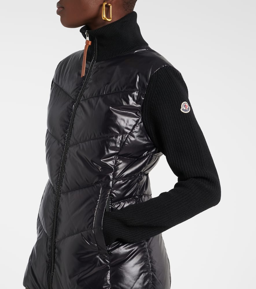 Moncler Down-paneled wool-trimmed cardigan