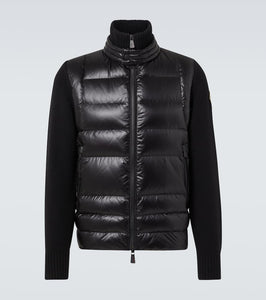 Moncler Grenoble Down-paneled zip-up wool cardigan