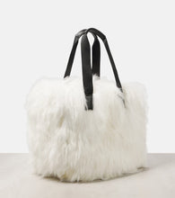 Moncler Grenoble Leather-trimmed shearling tote bag
