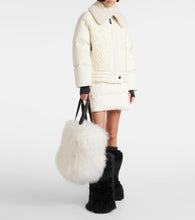 Moncler Grenoble Leather-trimmed shearling tote bag