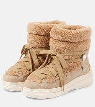 Moncler Insolux suede and faux fur snow boots