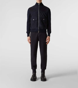 Moncler Suede-trimmed wool and cotton jacket