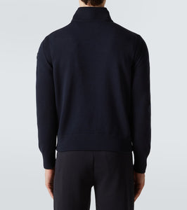 Moncler Suede-trimmed wool and cotton jacket