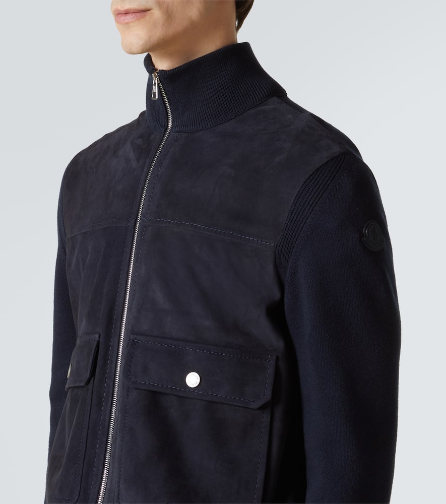 Moncler Suede-trimmed wool and cotton jacket