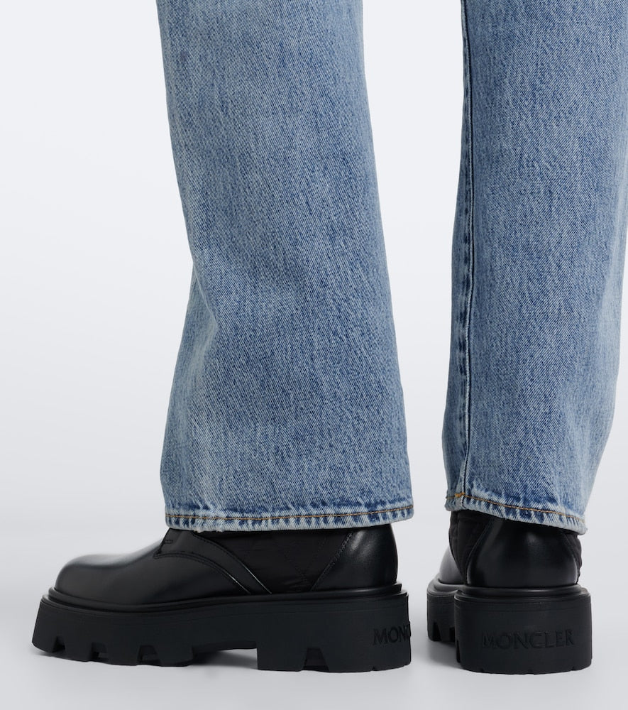 Black Moncler Aurea leather ankle boots - Flat Boots