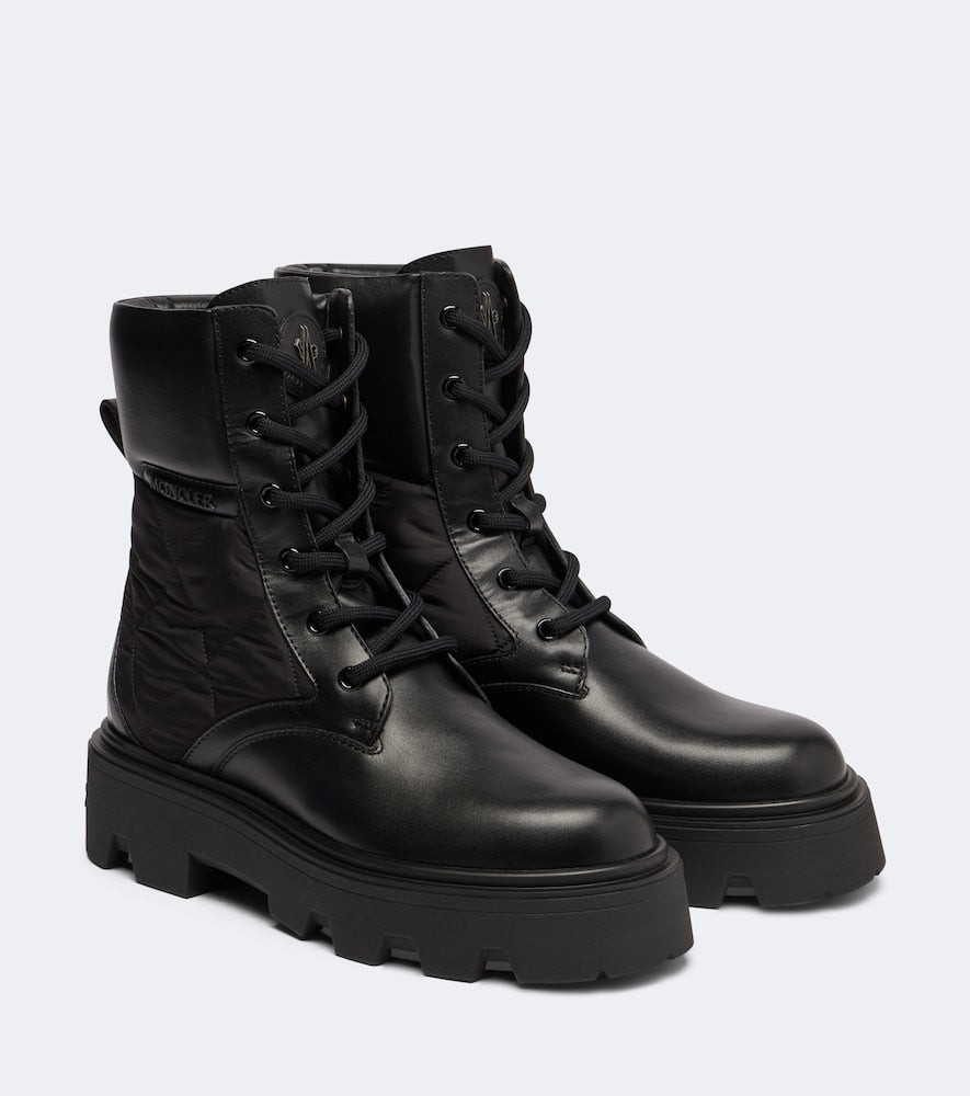 Black Moncler Aurea leather ankle boots - Flat Boots