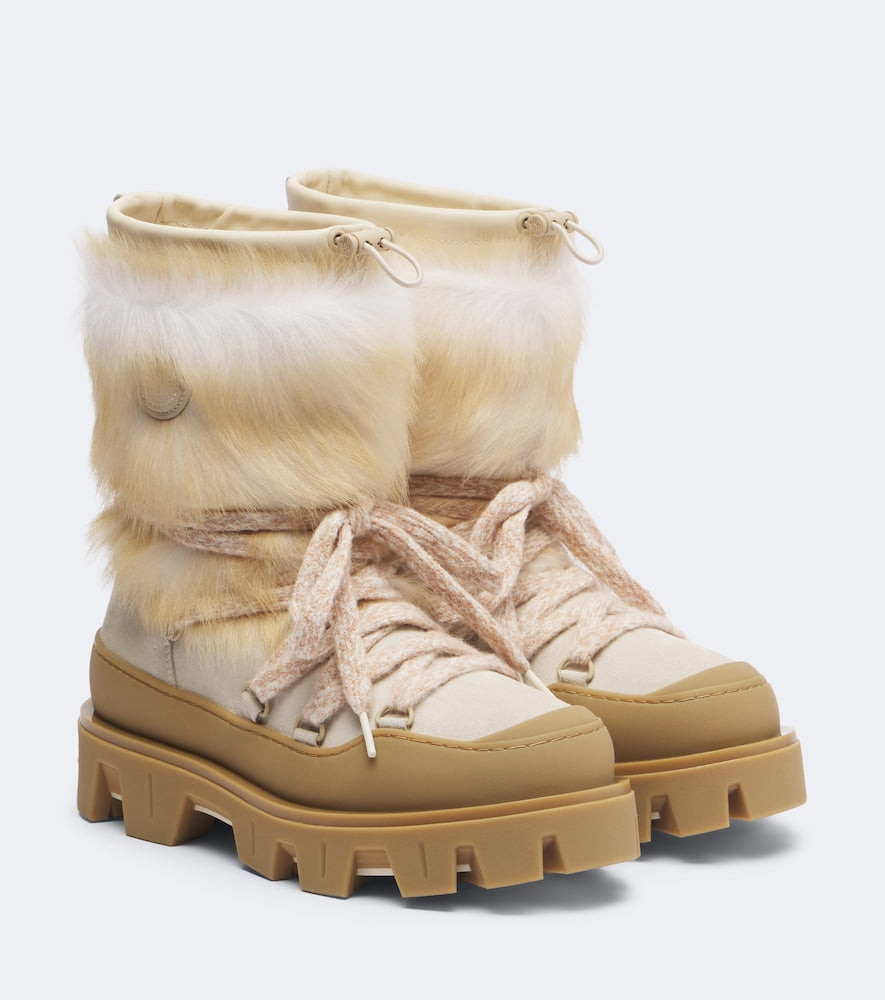 Beige Moncler Peak Aprèsshearling snow boots - Flat Boots